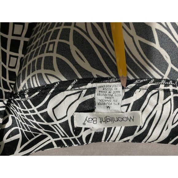 Moonlight Babydoll Top M Black White Geometric 3/4 Bell Sleeve Whimseygoth - Picture 14 of 15